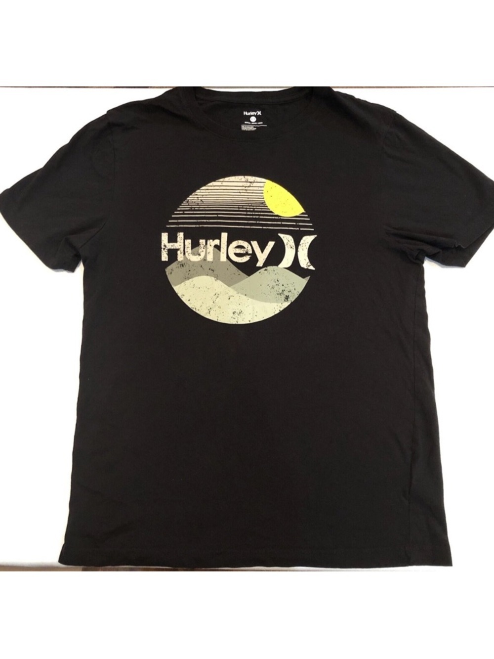 Hurley Men's Adult Circle Logo Graphic crew neck Tshirt black cotton lg1